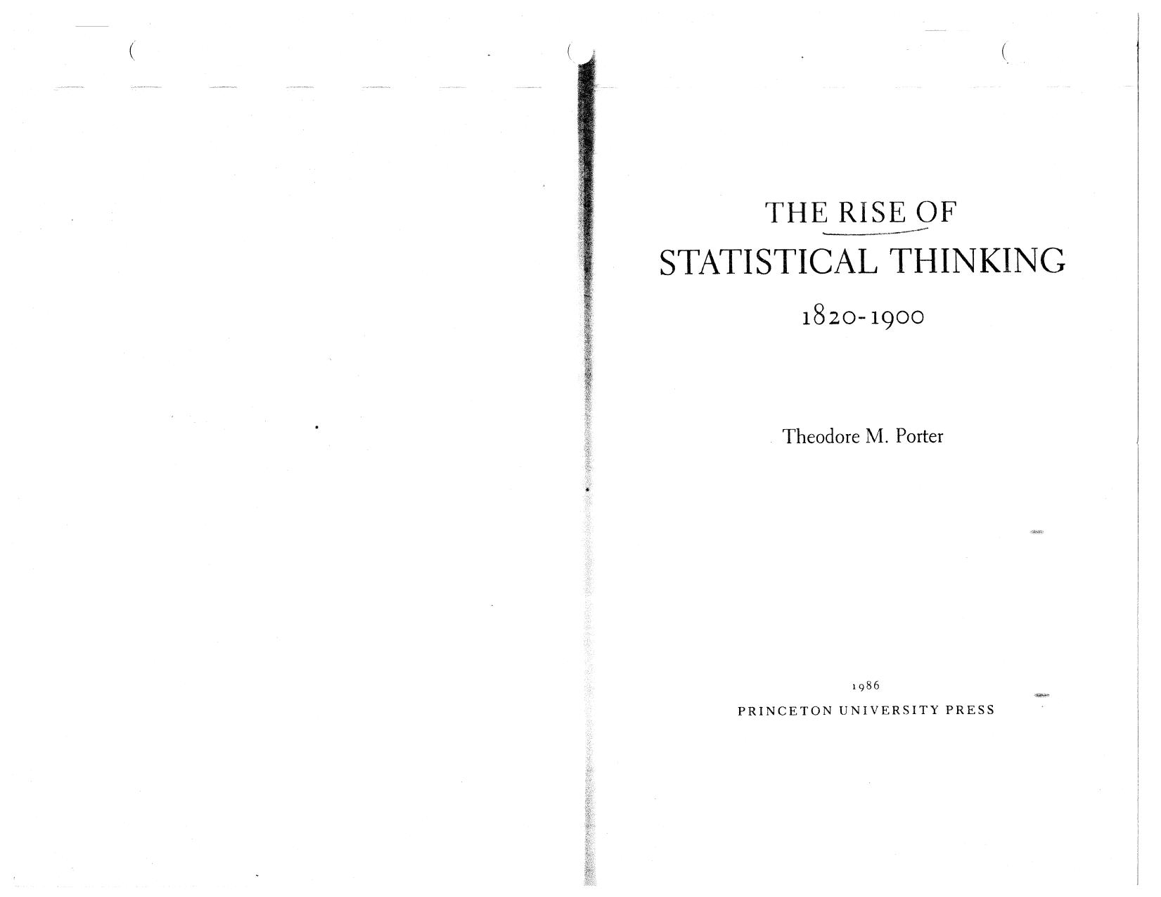 The Rise of Statistical Thinking, 1820-1900 by Theodore M. Porter