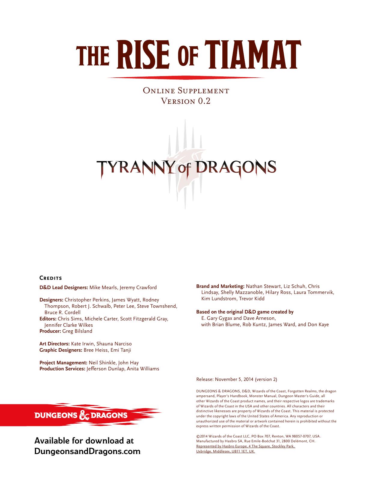 The Rise of Tiamat by Supplement v0.2