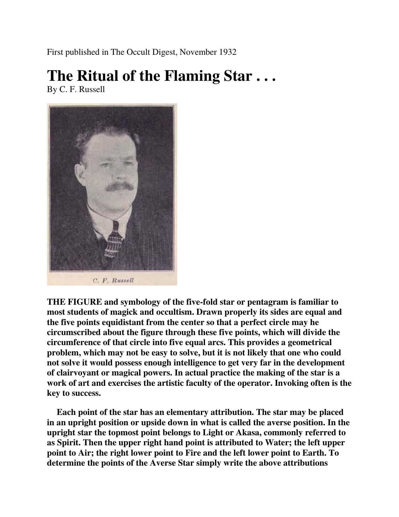 The Ritual of the Flaming Star by Kevin Davis