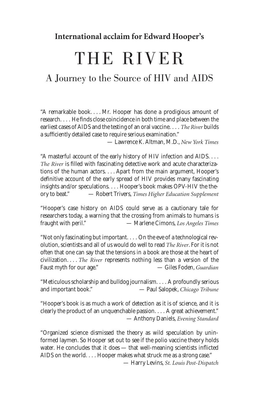 The River: A Journay to the Source of HIV and AIDS by Edward Hooper