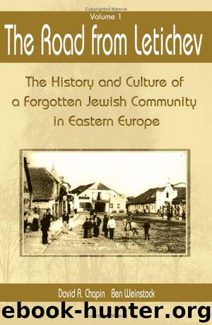 The Road from Letichev, Vol. 1 : The History and Culture of a Forgotten Jewish Community in Eastern Europe by Ben Weinstock & Chapin David A