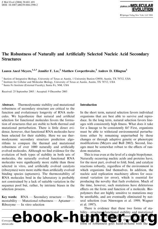 The Robustness of Naturally and Artificially Selected Nucleic Acid Secondary Structures by Meyers L.A. et al