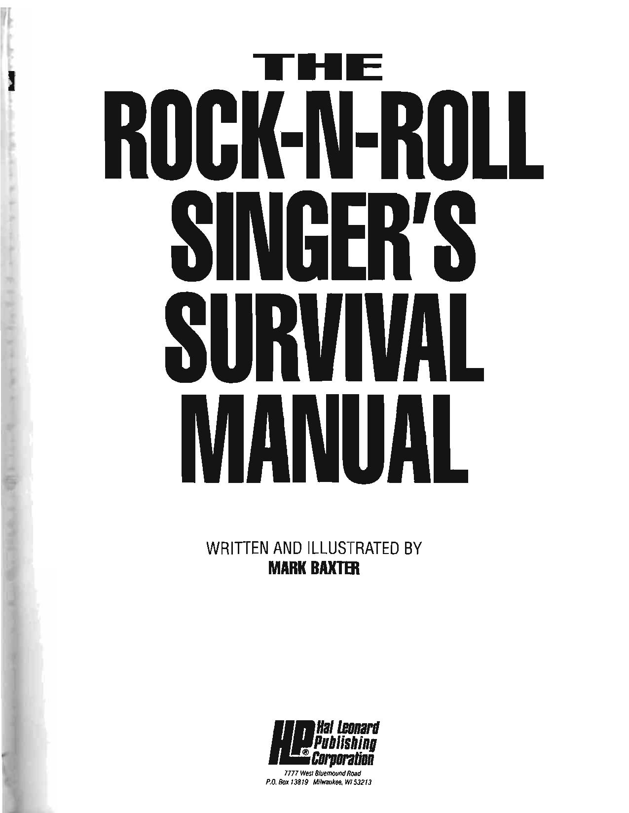 The Rock-N-Roll Singer's Survival Manual (Book) by Mark Baxter