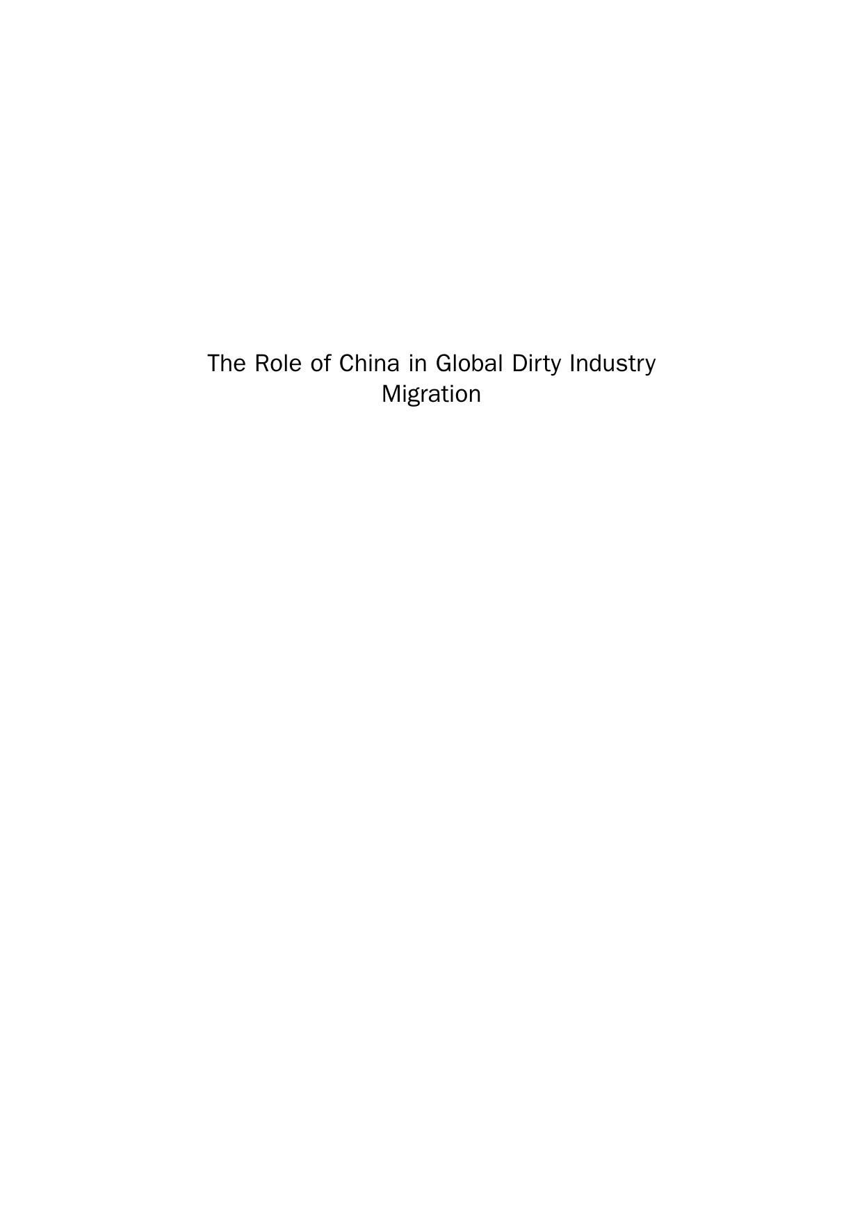 The Role of China in Global Dirty Industry Migration by Haitian Lu (Auth.)