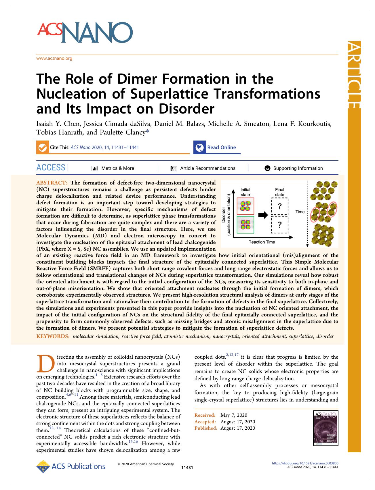 The Role of Dimer Formation in the Nucleation of Superlattice Transformations and Its Impact on Disorder by unknow
