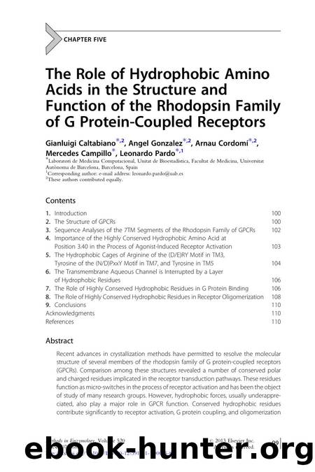 The Role of Hydrophobic Amino Acids in the Structure and Function of the Rhodopsin Family of G Protein-Coupled Receptors by Gianluigi Caltabiano & Angel Gonzalez & Arnau Cordom & Mercedes Campillo & Leonardo Pardo