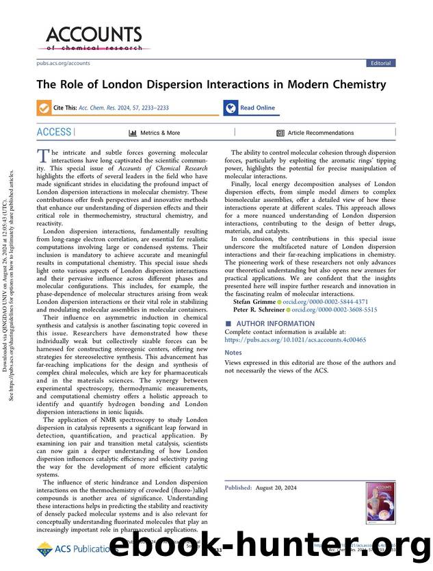 The Role of London Dispersion Interactions in Modern Chemistry by Stefan Grimme & Peter R. Schreiner