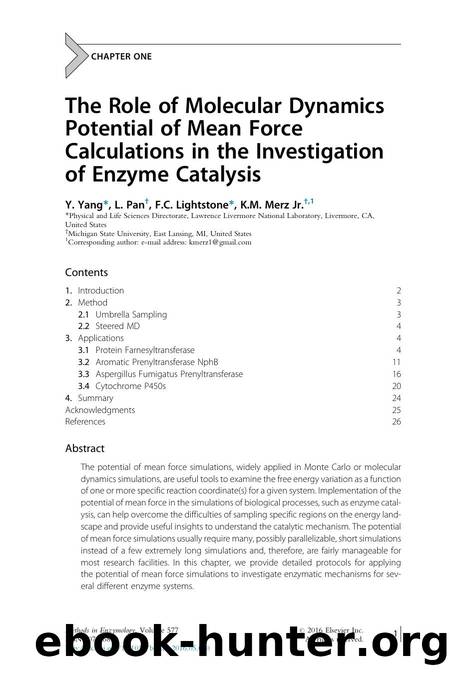 The Role of Molecular Dynamics Potential of Mean Force Calculations in the Investigation of Enzyme Catalysis by Y. Yang & L. Pan & F.C. Lightstone & K.M. MerzJr