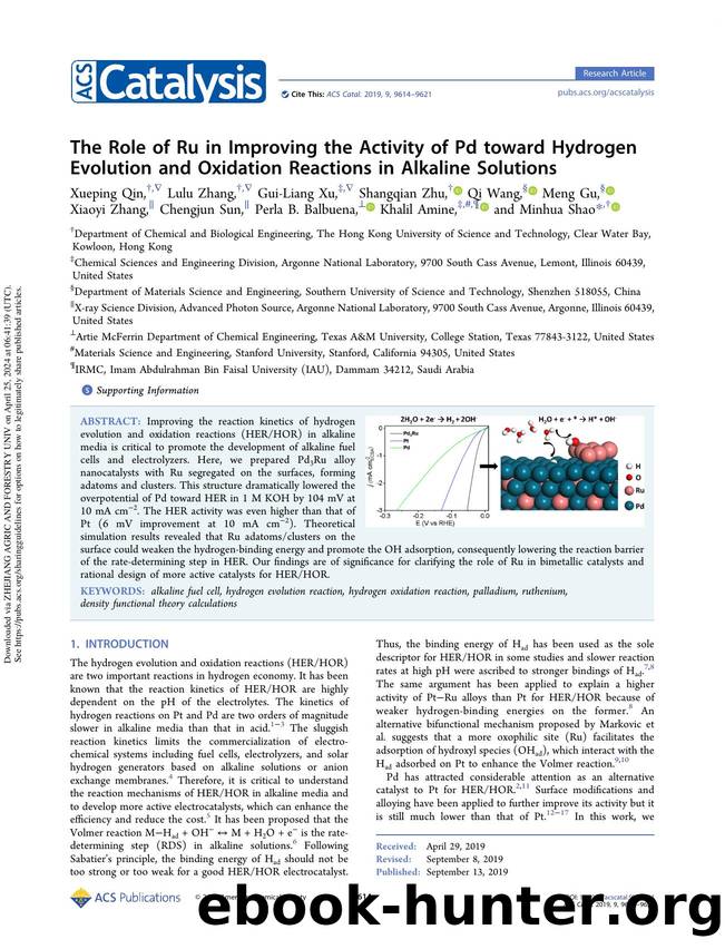 The Role of Ru in Improving the Activity of Pd toward Hydrogen Evolution and Oxidation Reactions in Alkaline Solutions by unknow