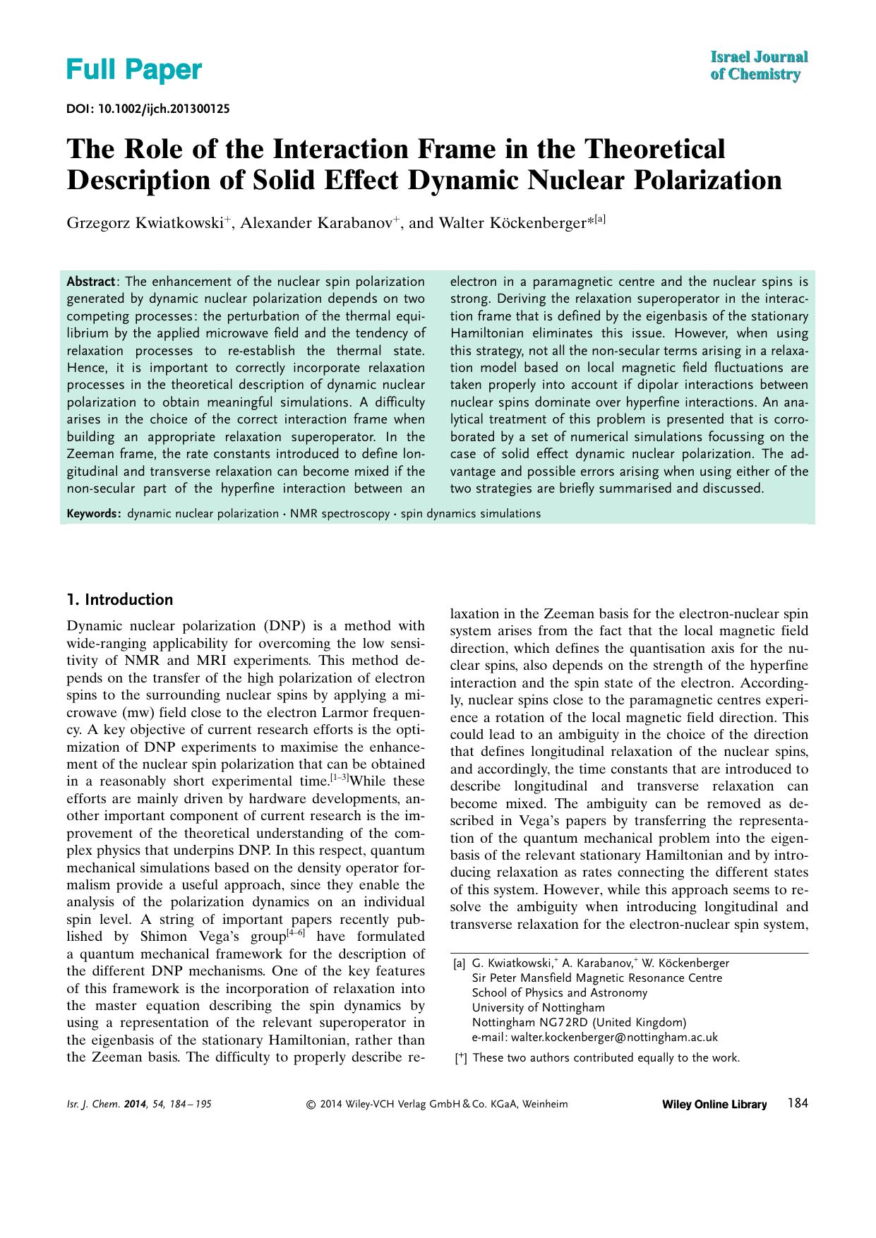 The Role of the Interaction Frame in the Theoretical Description of Solid Effect Dynamic Nuclear Polarization by Unknown