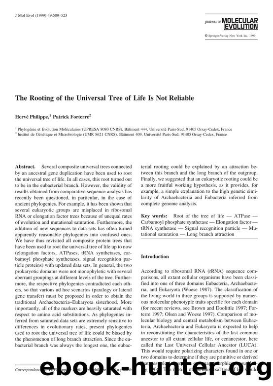 The Rooting of the Universal Tree of Life Is Not Reliable by Philippe H. et al