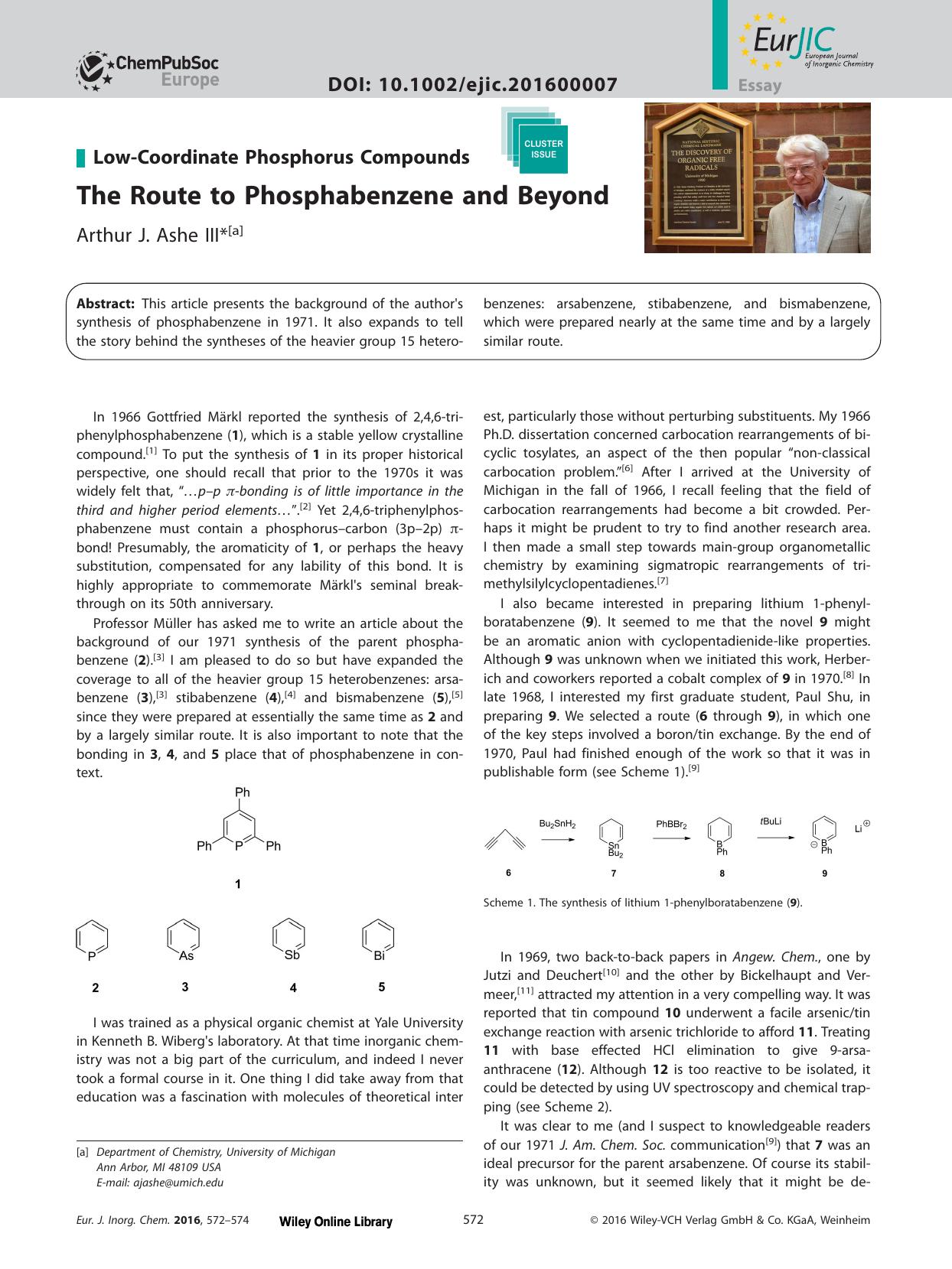 The Route to Phosphabenzene and Beyond by Unknown