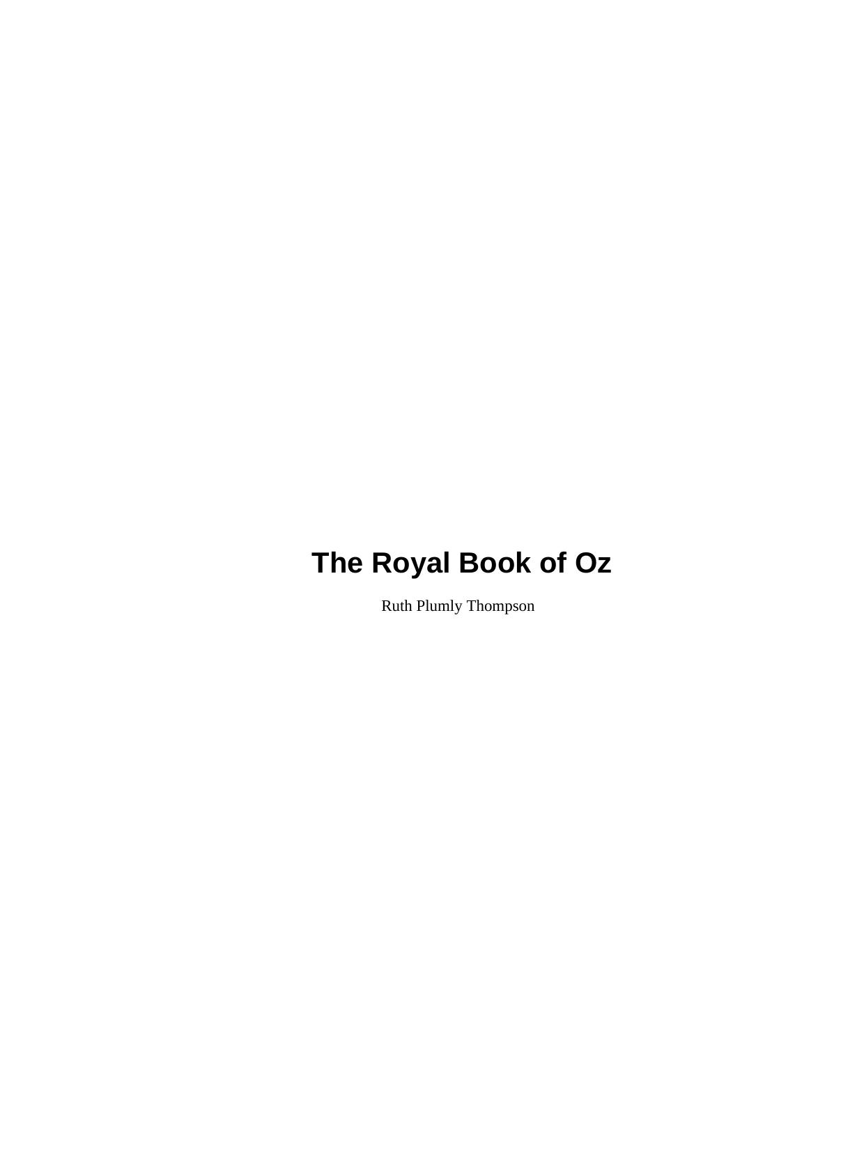 The Royal Book of Oz by Ruth Plumly Thompson