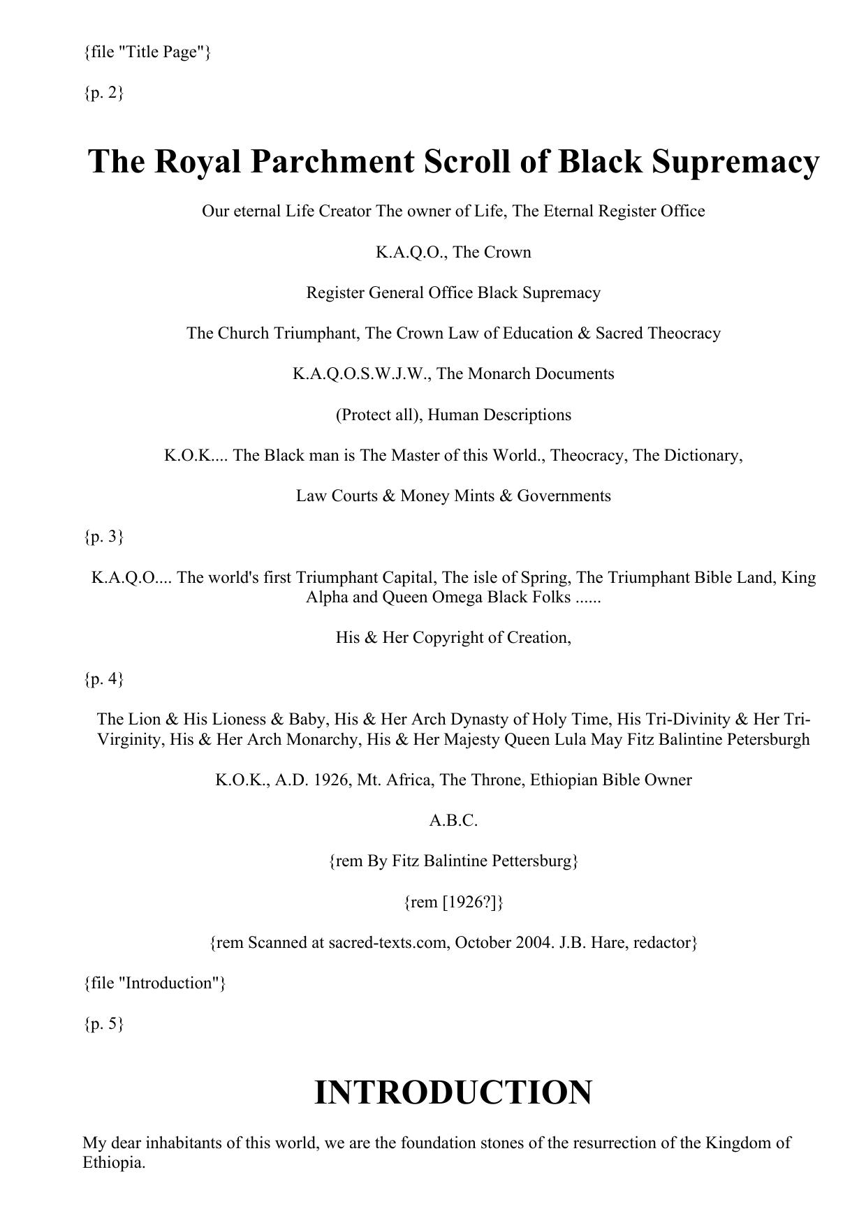 The Royal Parchment Scroll of Black Supremacy by Unknown