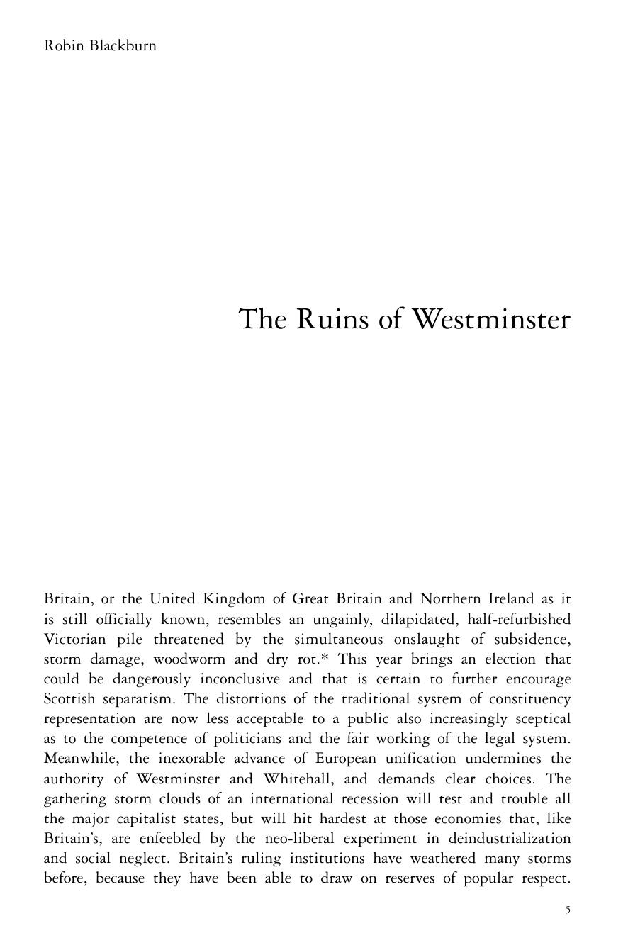 The Ruins of Westminster by Robin Blackburn