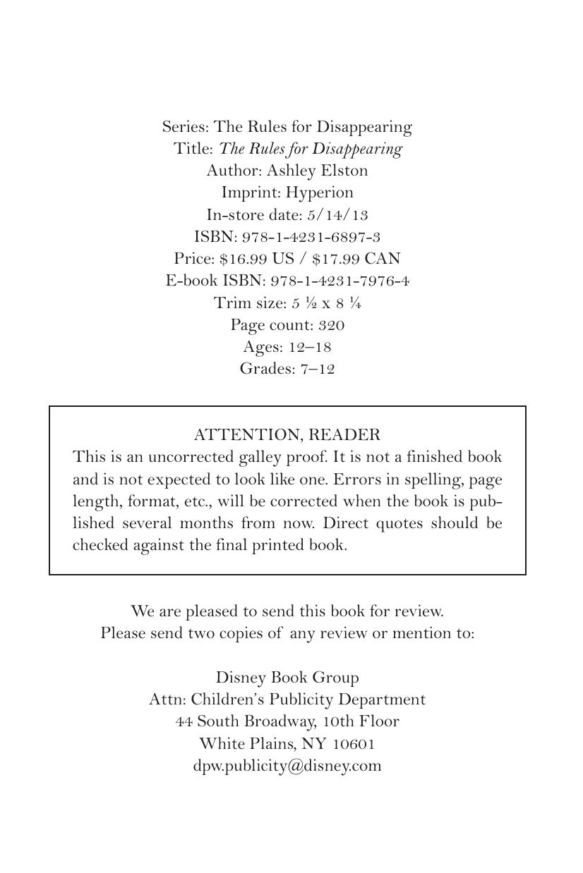 The Rules for Disappearing by The Rules for Disappearing (ARC) (pdf)