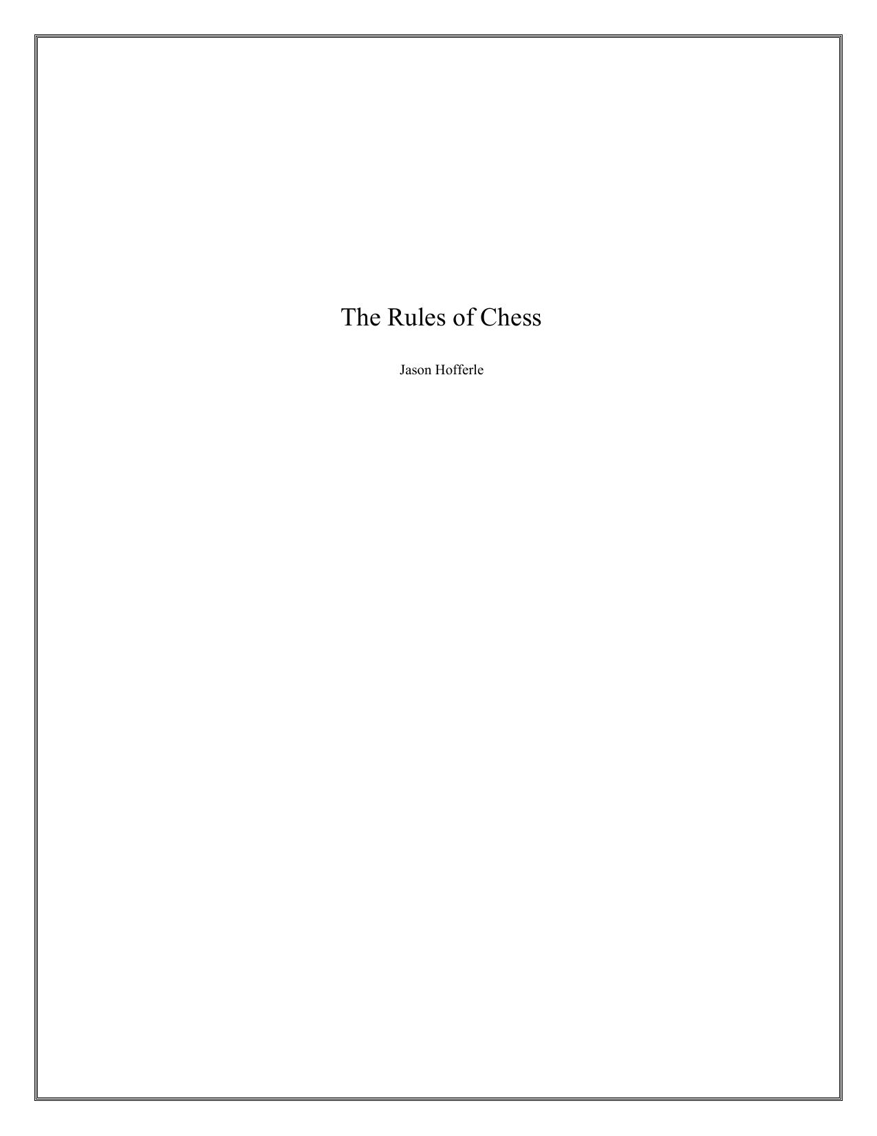 The Rules of Chess by Jason F Hofferle