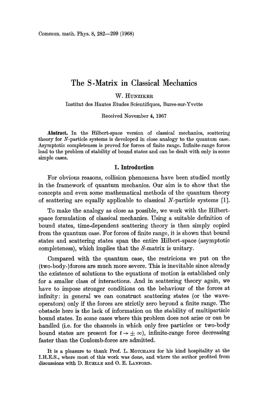 The S-matrix in classical mechanics by Unknown