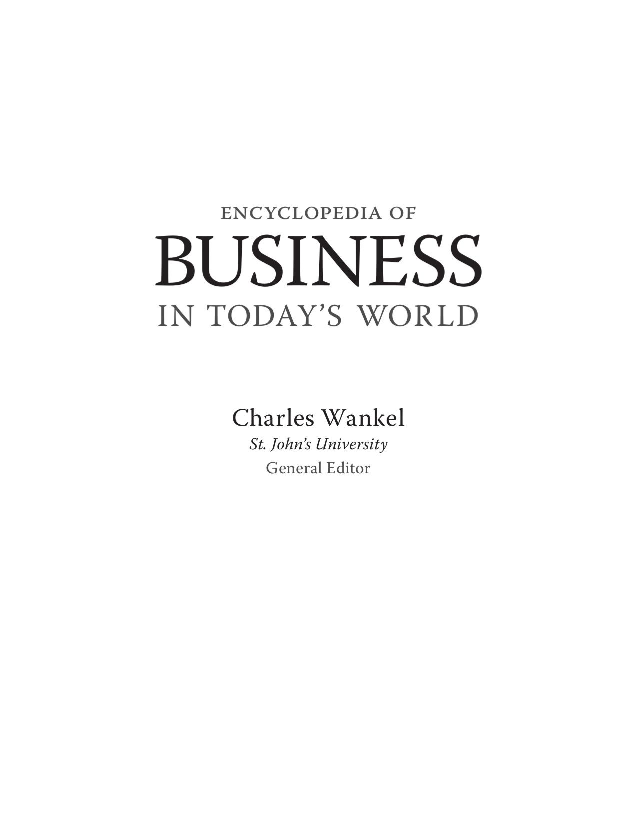 The SAGE Encyclopedia of Business in Todays World by Unknown