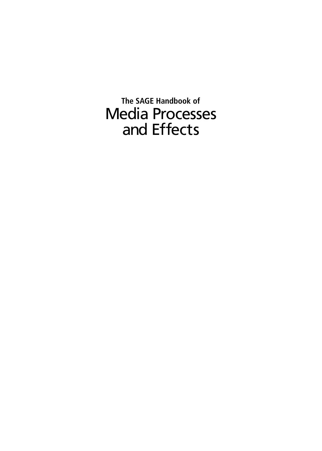 The SAGE Handbook of Media Processes and Effects by Robin L. Nabi Mary Beth Oliver