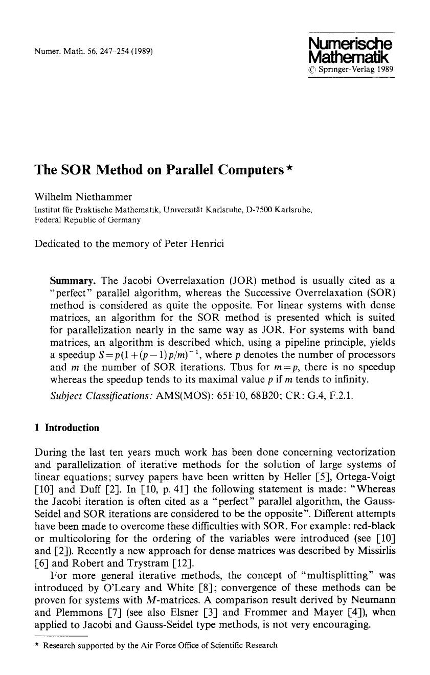 The SOR method on parallel computers by Unknown