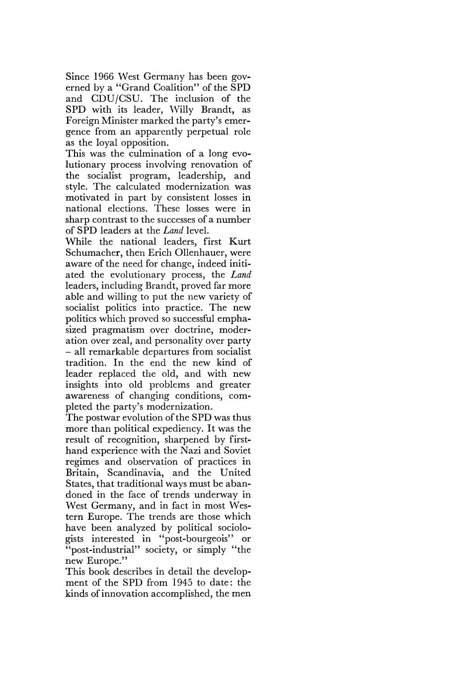 The SPD in the Bonn Republic: A Socialist Party Modernizes by Harold Kent Schellenger Jr. (auth.)