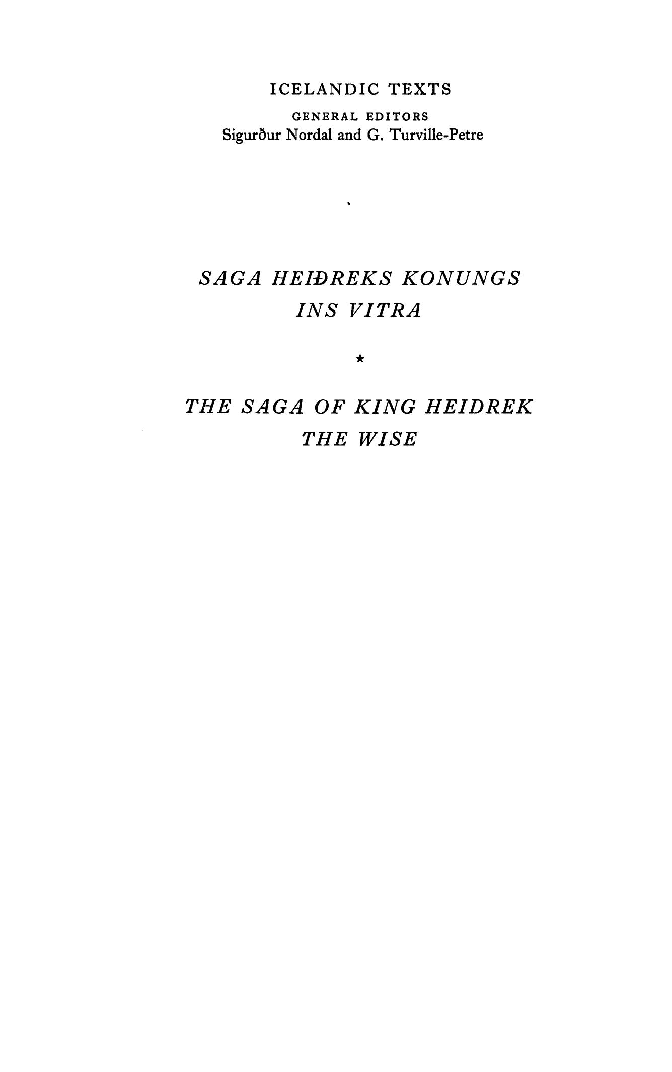 The Saga Of King Heidrek The Wise by Intro by C. Tolkien