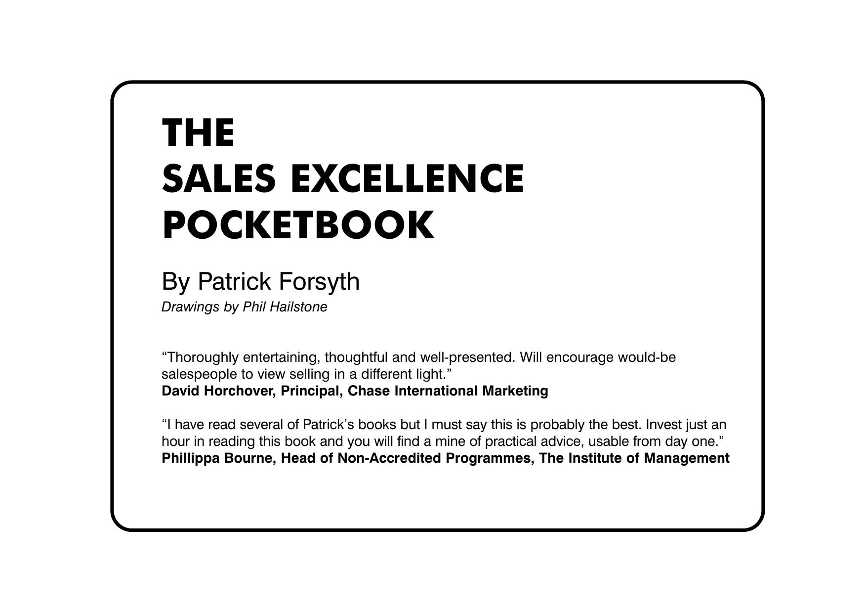 The Sales Excellence Pocket Book (Management Pocket Book Series) by Patrick Forsyth Patrick Forsyth
