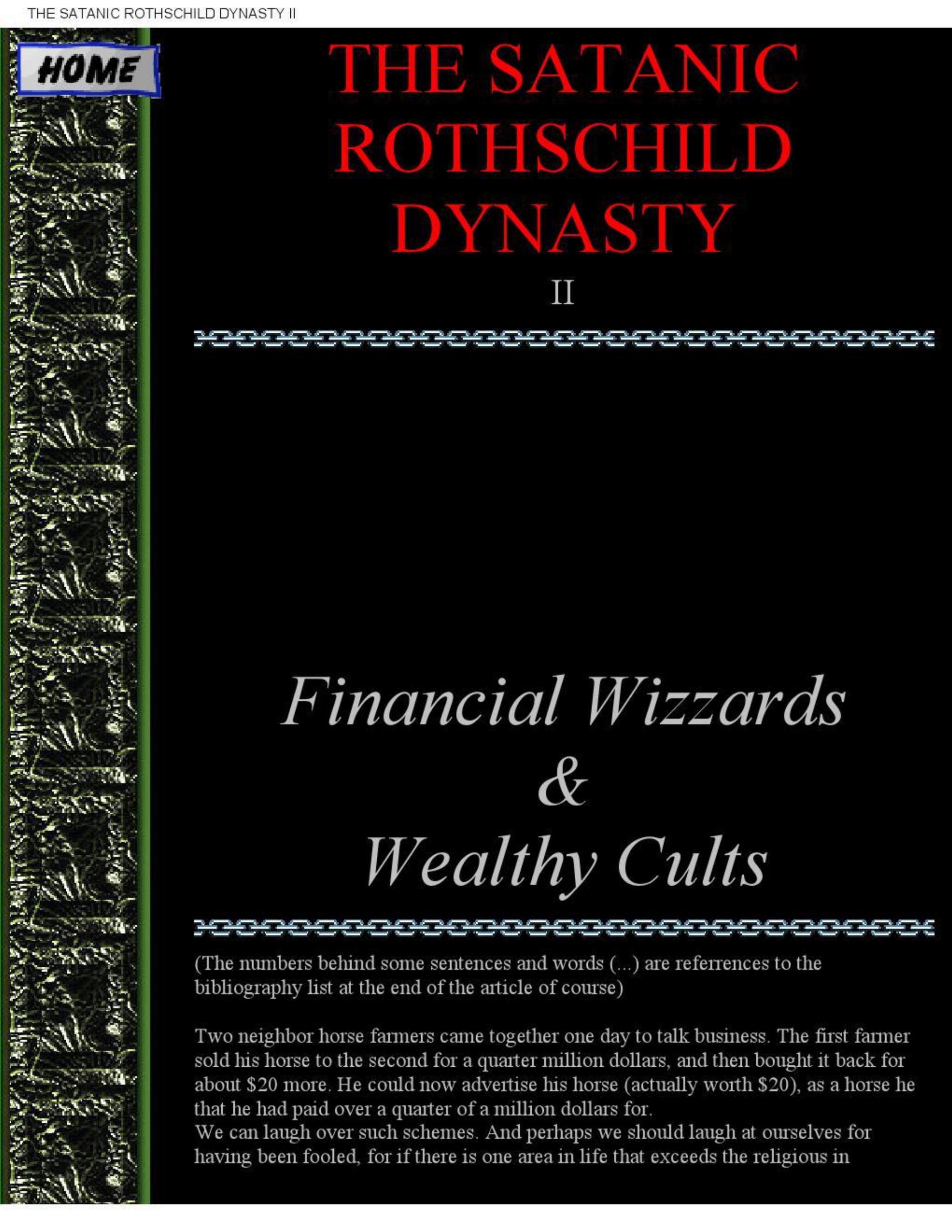 The Satanic Rothschild Dynasty by Financial Wizzards & Wealthy Cults pdf