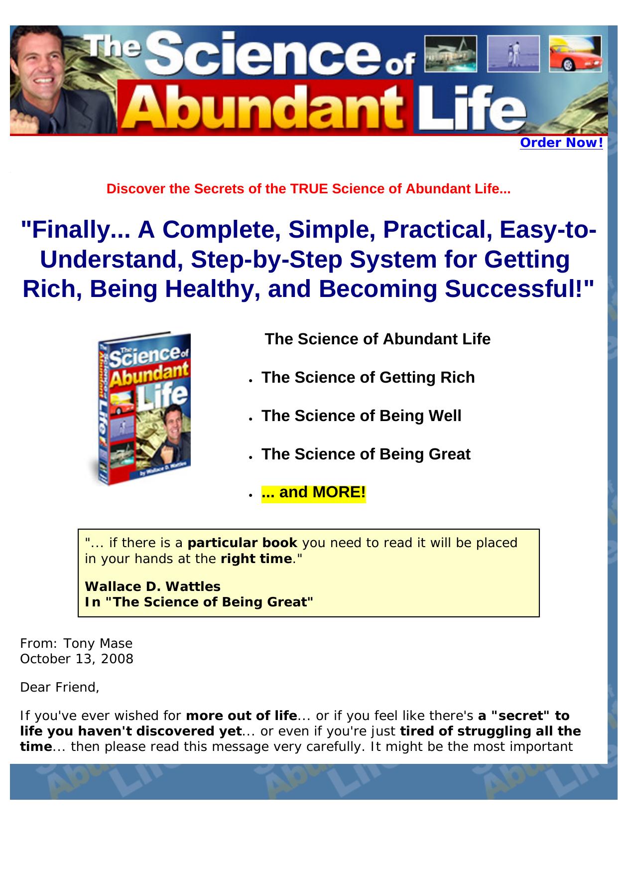 The Science Of Abundant Life. by Best of Kuszter's Collection