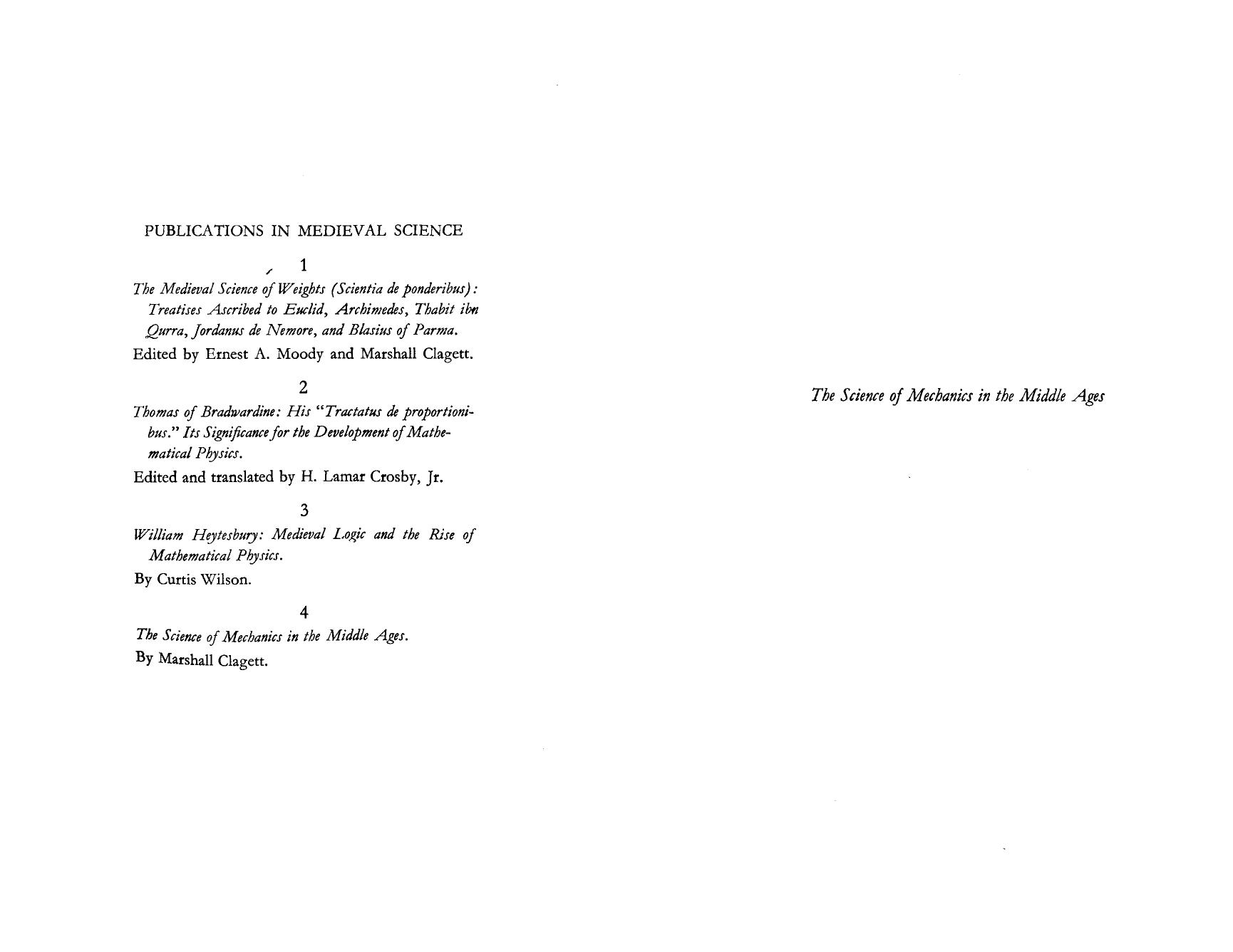 The Science of Mechanics in the Middle Ages by Marshall Clagett