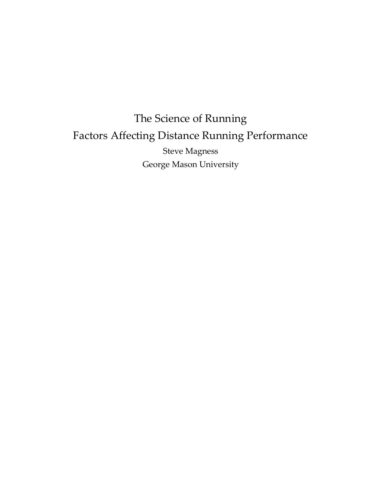 The Science of Running - Section I by Steve Magness