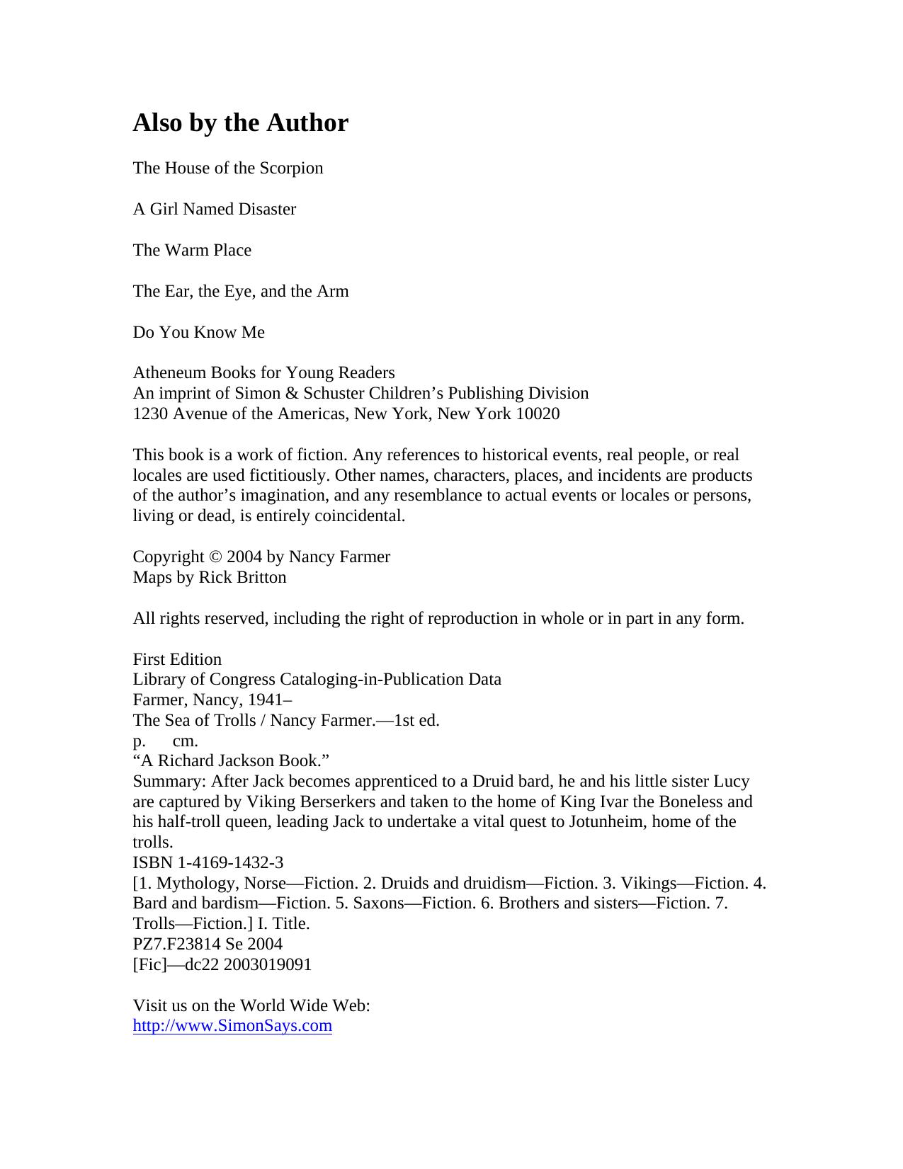 The Sea of Trolls by Nancy Farmer