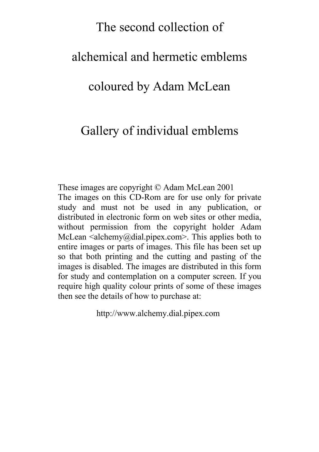 The Second Collection of Alchemical and Hermetic Emblems by Adam McLean