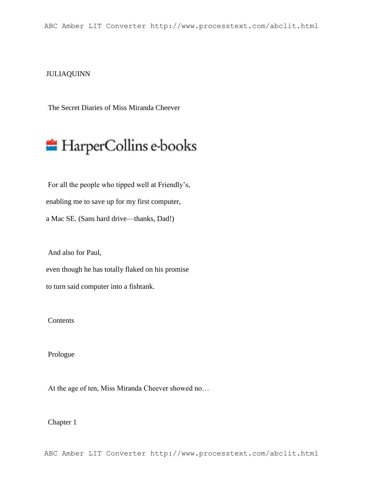 The Secret Diaries of Miss Miranda Cheev by Julia Quinn