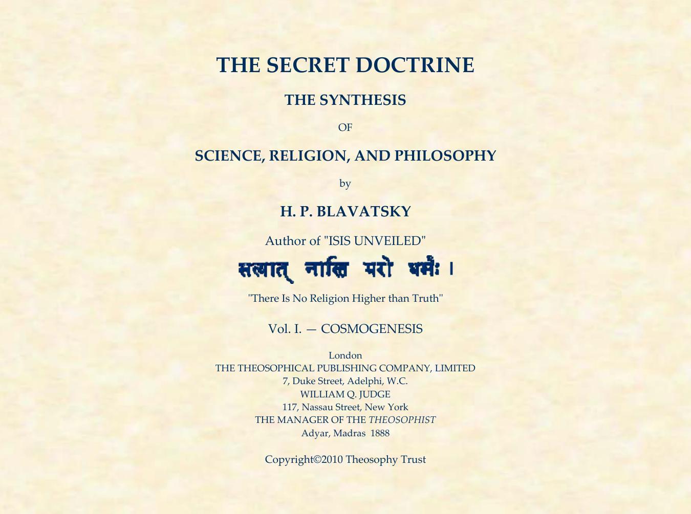 The Secret Doctrine, Vol 1, v3.0.2_New V1.4.doc by Editor Theosophy Trust