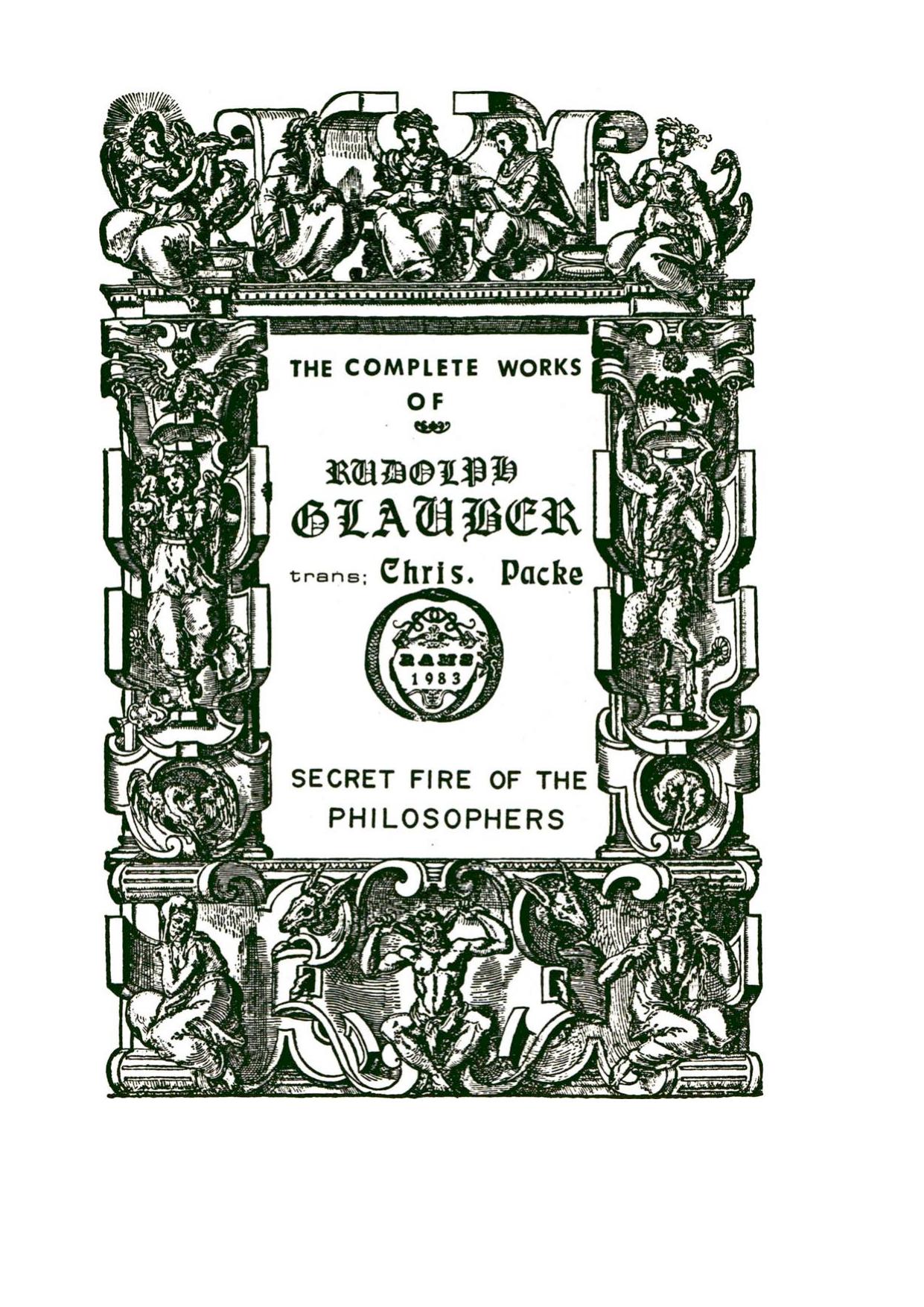 The Secret Fire of the Philosophers - Glauber by Restorers of Alchemical Manuscripts Society