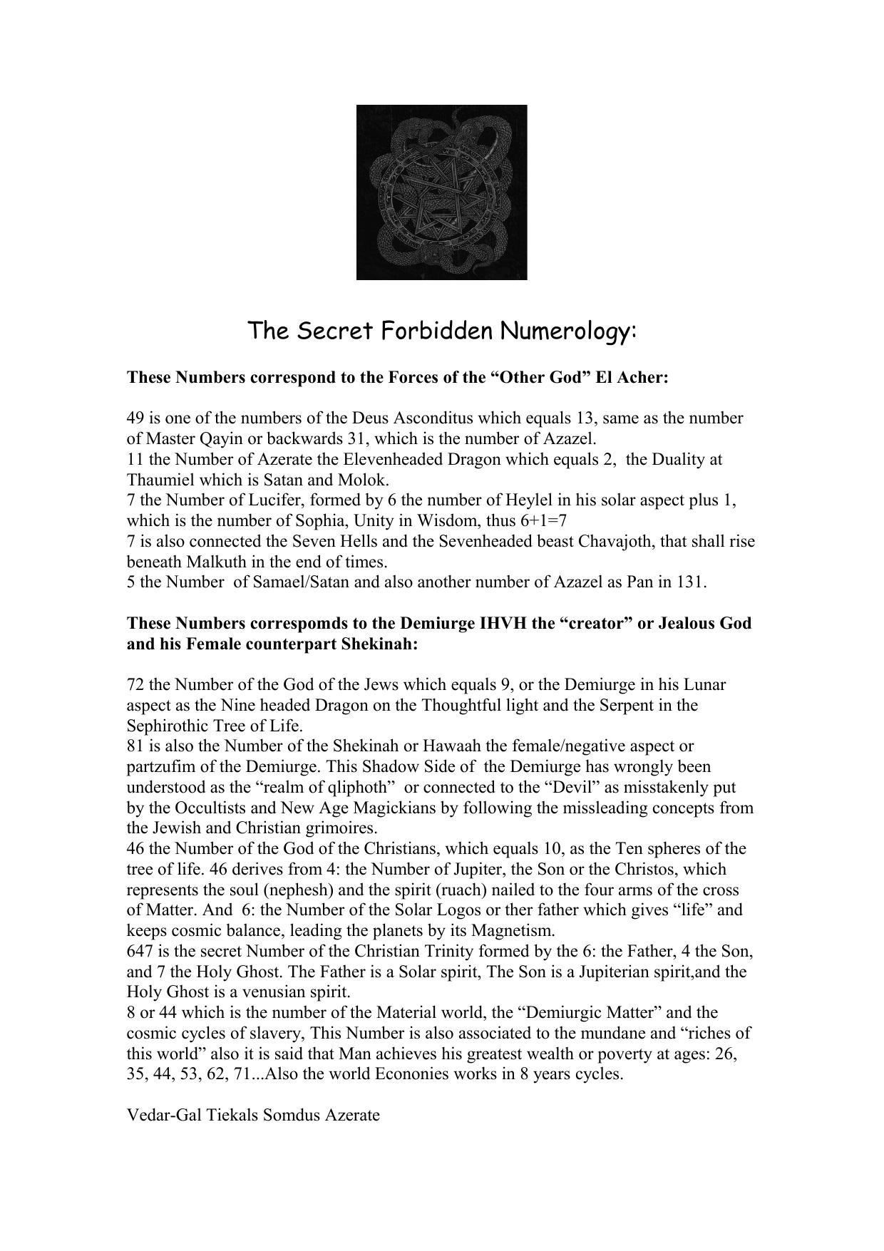 The Secret Forbidden Numerology: by WinuE