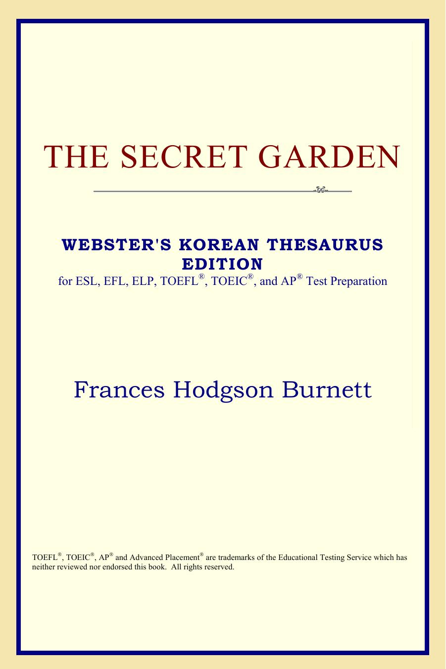 The Secret Garden (Webster's Korean Thesaurus Edition) by Frances Hodgson Burnett