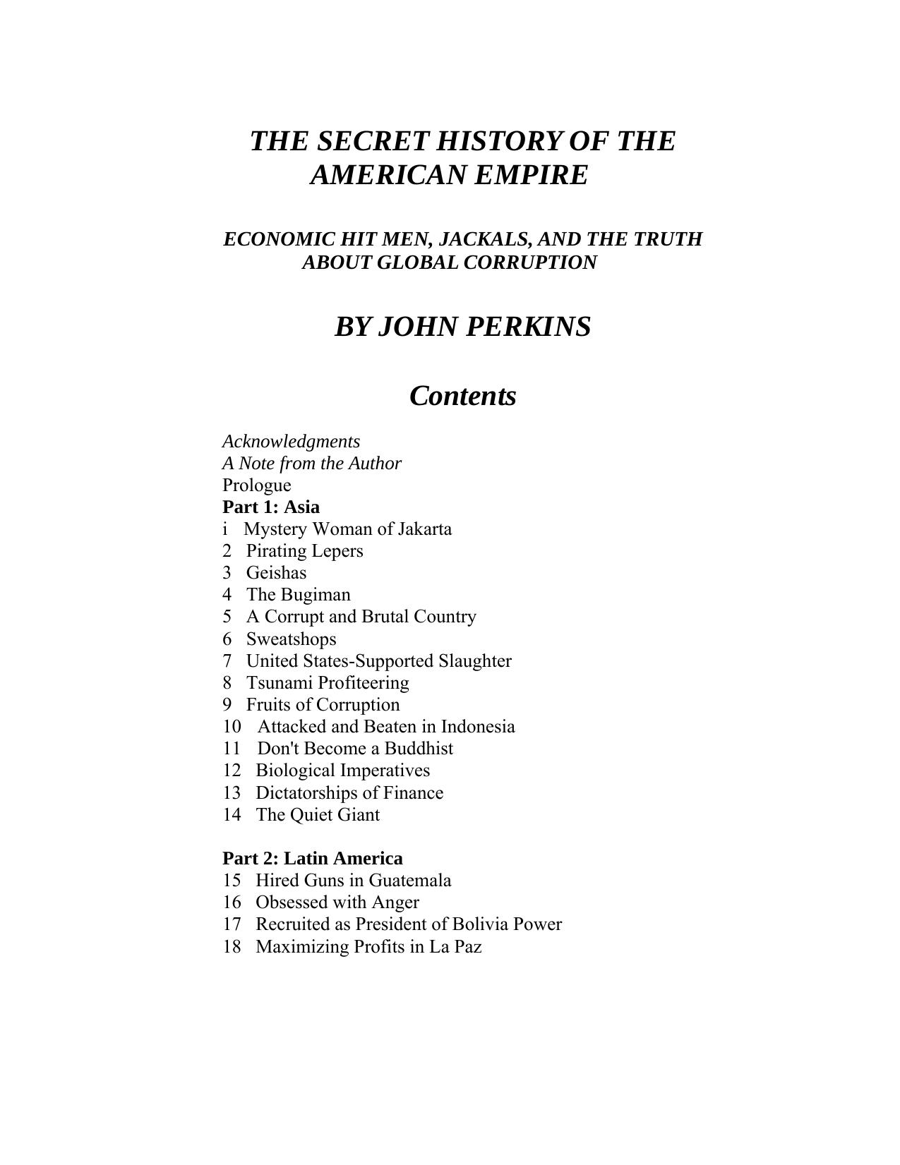 The Secret History of the American Empire by John Perkins