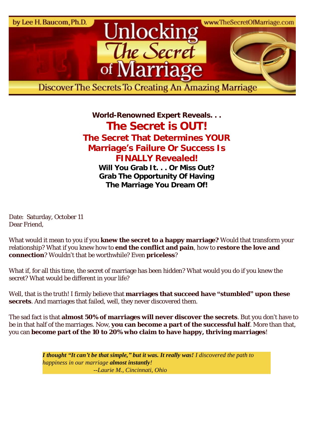 The Secret Of Marriage. by Best of Kuszter's Collection