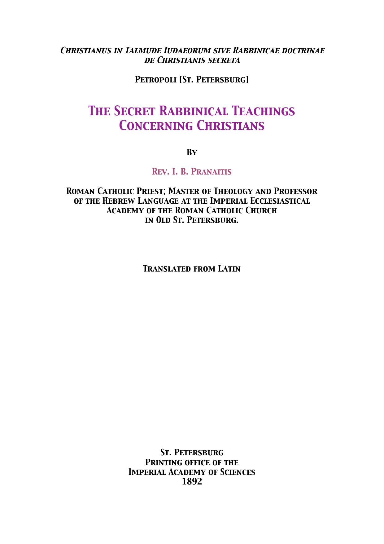 The Secret Rabbinical Teachings by Unknown
