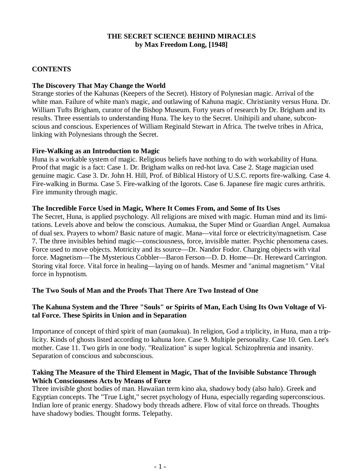 The Secret Science Behind Miracles by Max Freedom Long