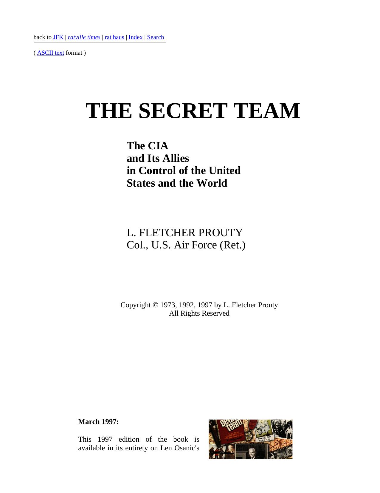 The Secret Team by By Fletcher Prouty