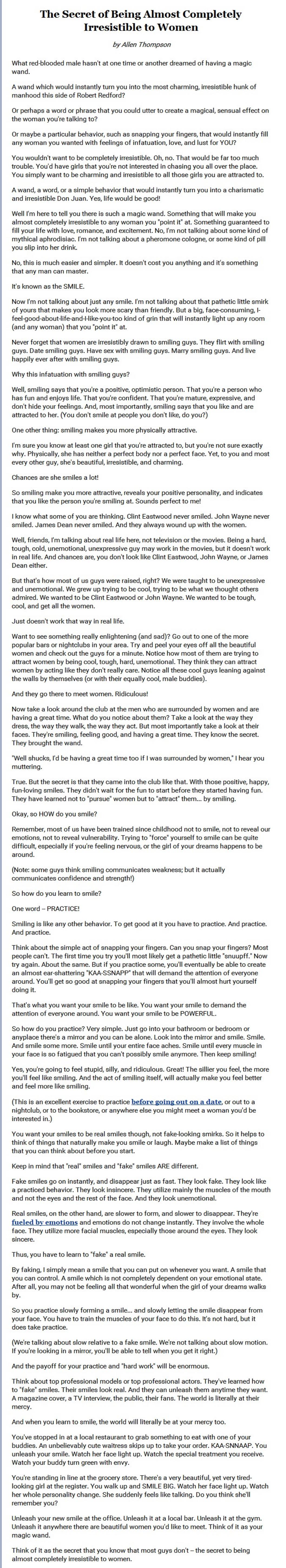 The Secret of Being Almost Completely Irresistible to Women by Unknown