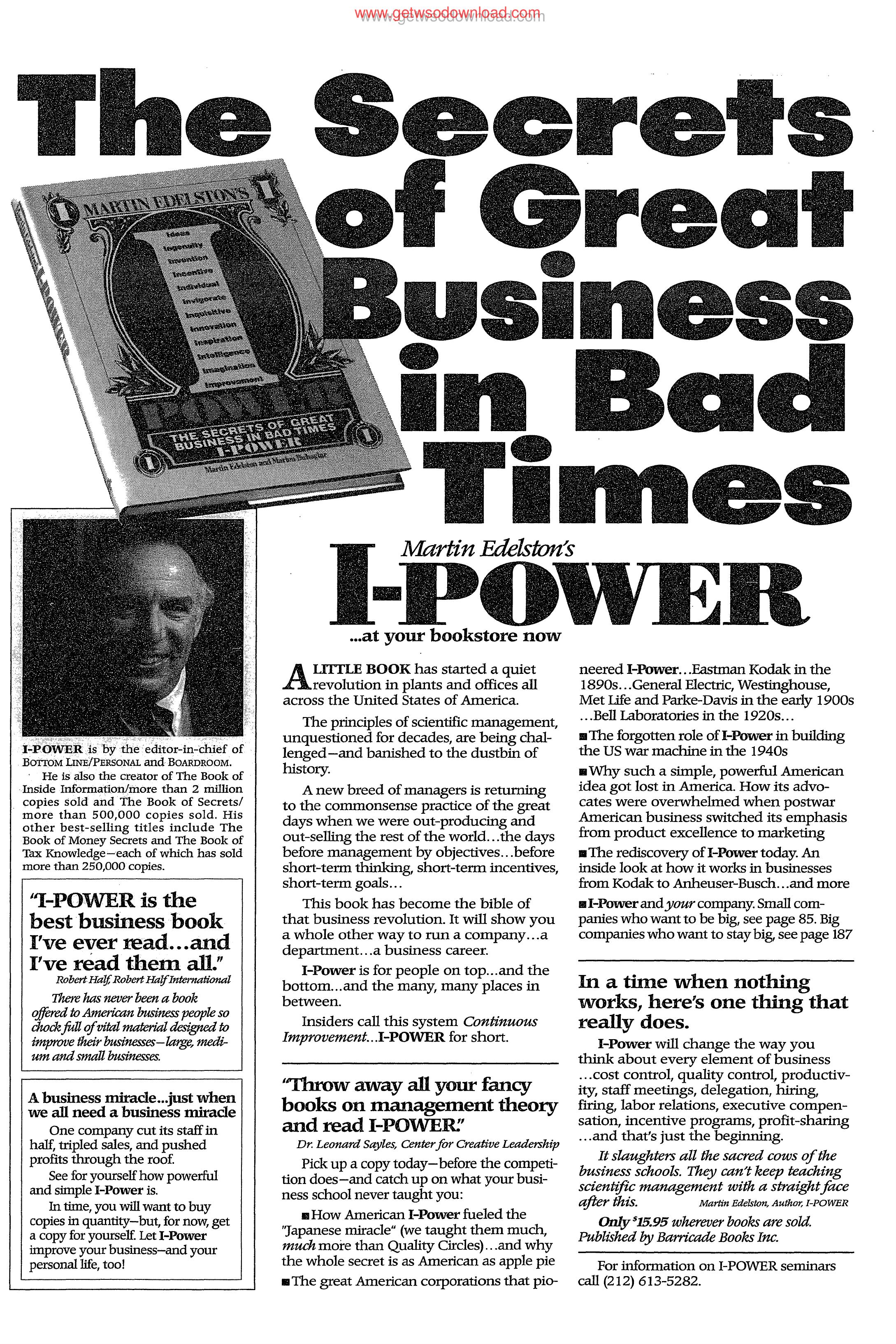 The Secret of Great Business in Bad Times by Unknown