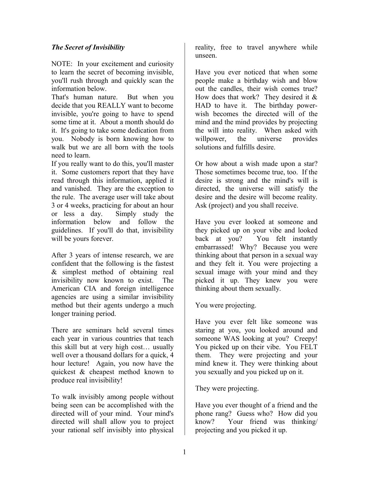 The Secret of Invisibility by Unknown