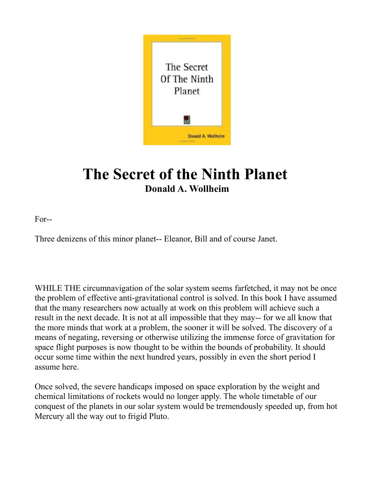The Secret of the Ninth Planet by Donald A. Wollheim