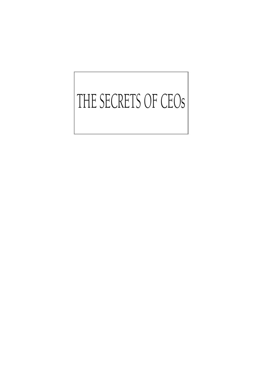 The Secrets of CEOs by Steve Tappin && Andrew Cave & Nicholas Brealey Publishing