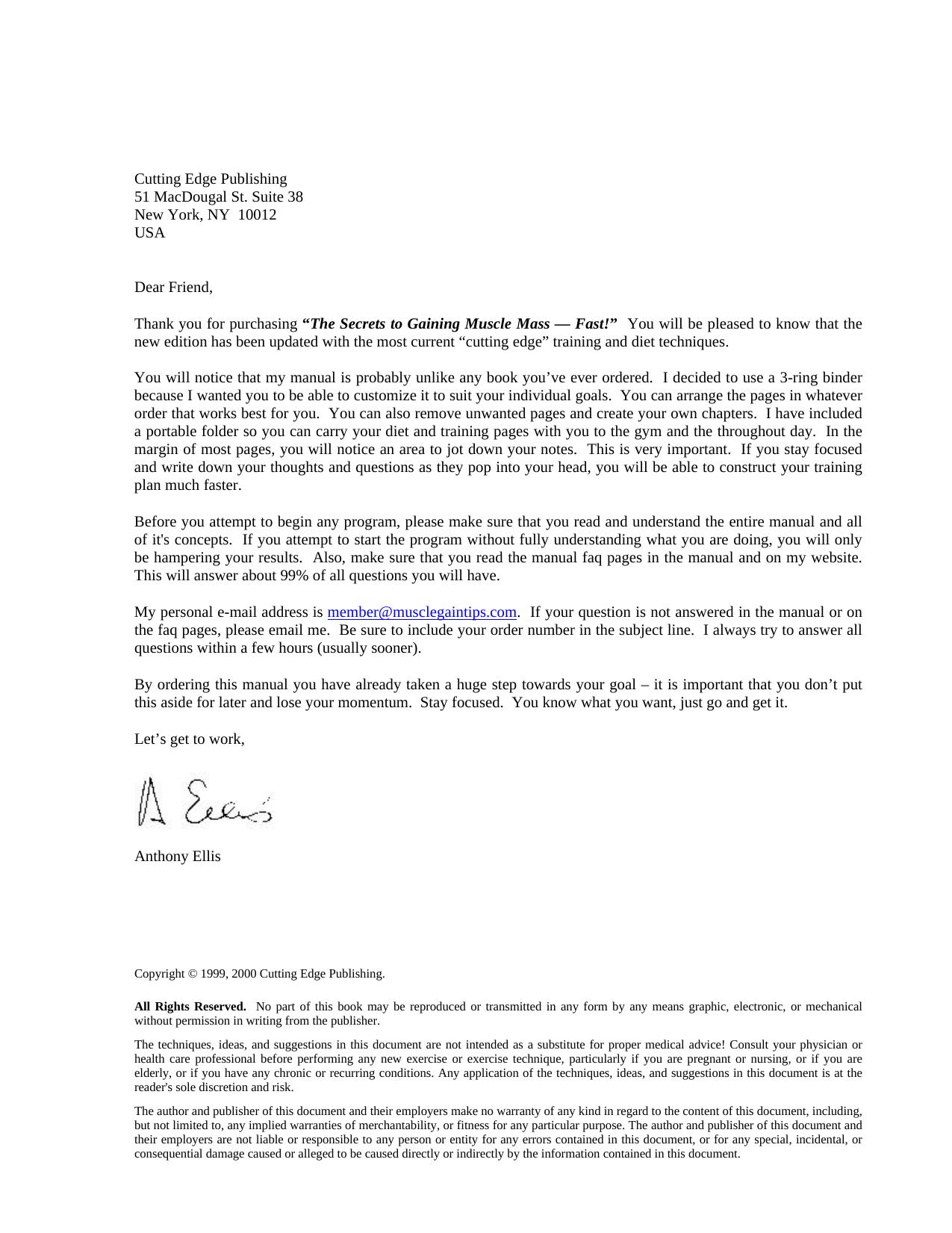 The Secrets to Gaining Muscle Mass, Fast! by Anthony Ellis